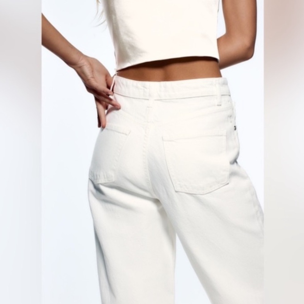 ZARA | high waisted wide leg denim jeans | size 10 white - Picture 2 of 8